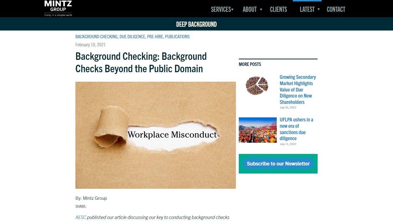 Background Checking: Background Checks Beyond the Public ... - Mintz Group